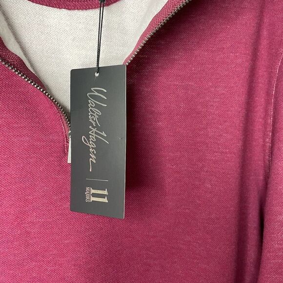 WALTER HAGEN 1/4 Zip Mens Large Mid-Weight Pique Fleece NEW Raspberry GOLF - Picture 9 of 11